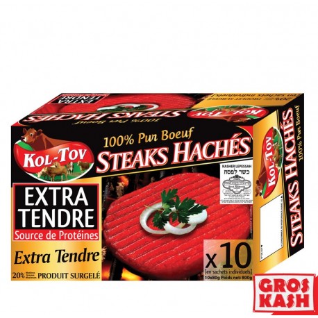 Steak Haché Boeuf Casher "Kol-Tov" 800g Badatz IHOUD KLP glatt kasher shritta loubawitch-Surgelés cacher-GrosKash-