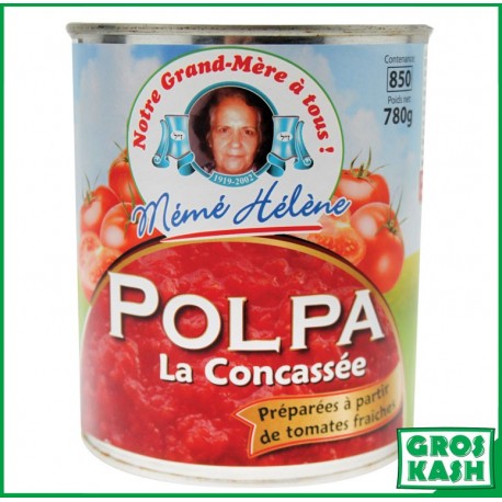 POLPA Tomates Concassées MÉMÉ HÉLÈNE 800g kasher le pessah BADATZ IHOUD-Conserve de Tomate cacher-GrosKash-