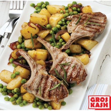 Cotelettes entier d'Agneau avec os kasher lepessah BADATZ IHOUD Côtelettes Entières d'Agneau KLP Environ 1Kg shritta Loubavitch glatt kosher KLP-Surgelés cacher-GrosKash-