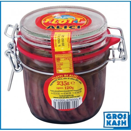 Anchois à l'Huile d'Olive Casher "Fott" en Verrine 235g Ihoud KLP-Poisson frais cacher-GrosKash-