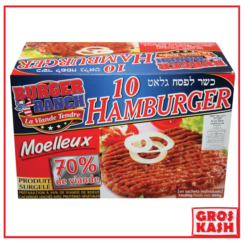 Hamburger boeuf 70% Burger Ranch Casher 800g Badatz IHOUD KLP-Surgelés cacher-GrosKash-