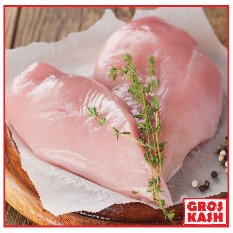 Blanc de Poulet en morceau INDIVIDUEL "Yesh" Poid environ 600/750g IQF Casher Ihoud-Volaille surgelée cacher -GrosKash-