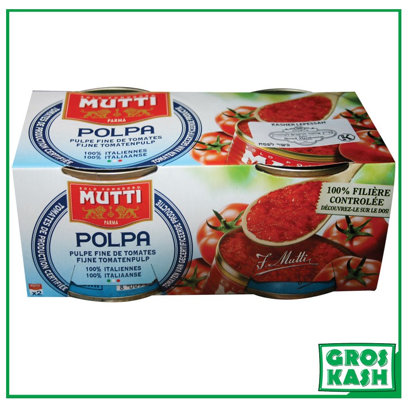 Polpa Concassées "Mutti" lot de 2x210g Casher Ihoud KLP-Conserve de Tomate cacher-GrosKash-