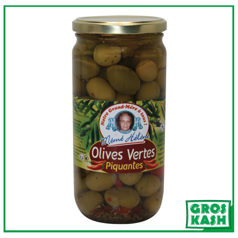 Olives vertes piquantes 850ml Casher Ihoud KLP MÉMÉ HÉLÈNE-Sauces & Condiments cacher-GrosKash-
