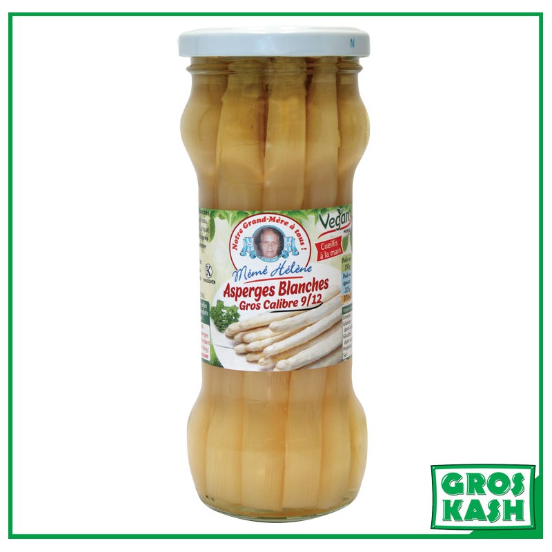 Asperges Blanches gros calibre 9/12 370 ml kasher lepessah Ihoud MÉMÉ HÉLÈNE-Conserve de légume cacher-GrosKash-