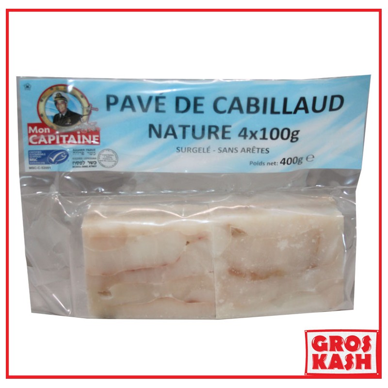 Cabillaud nature d'Alaska Surgelé 4x100g Casher-poisson surgelé cacher-GrosKash-