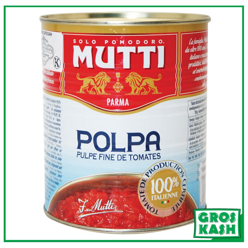 POLPA tomates Concassées «Mutti» 790g Casher-Conserve de Tomate cacher-GrosKash-