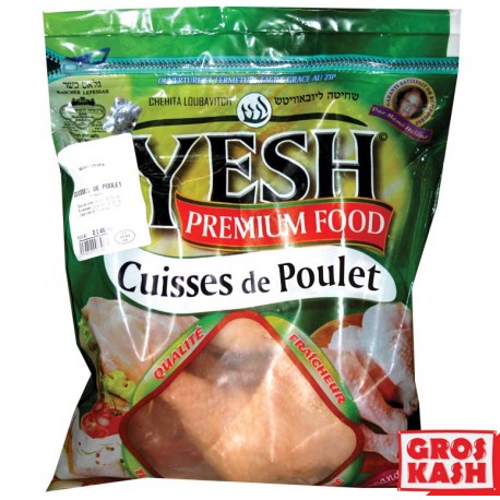 Cuisses de Poulet "Yesh" entre 1,1 Kg et 1,3 Kg IQF Casher Ihoud KLP-Volaille surgelée cacher -GrosKash-