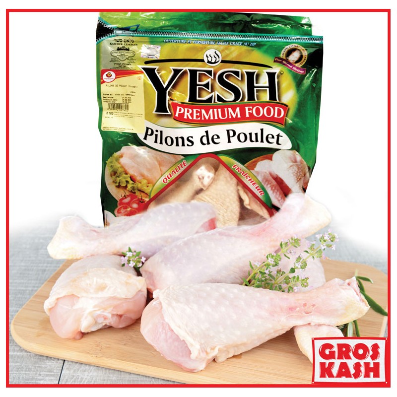 Pilons de Poulet "Yesh" entre 1,150Kg et 1,300Kg IQF Casher Ihoud KLP-Volaille surgelée cacher -GrosKash-