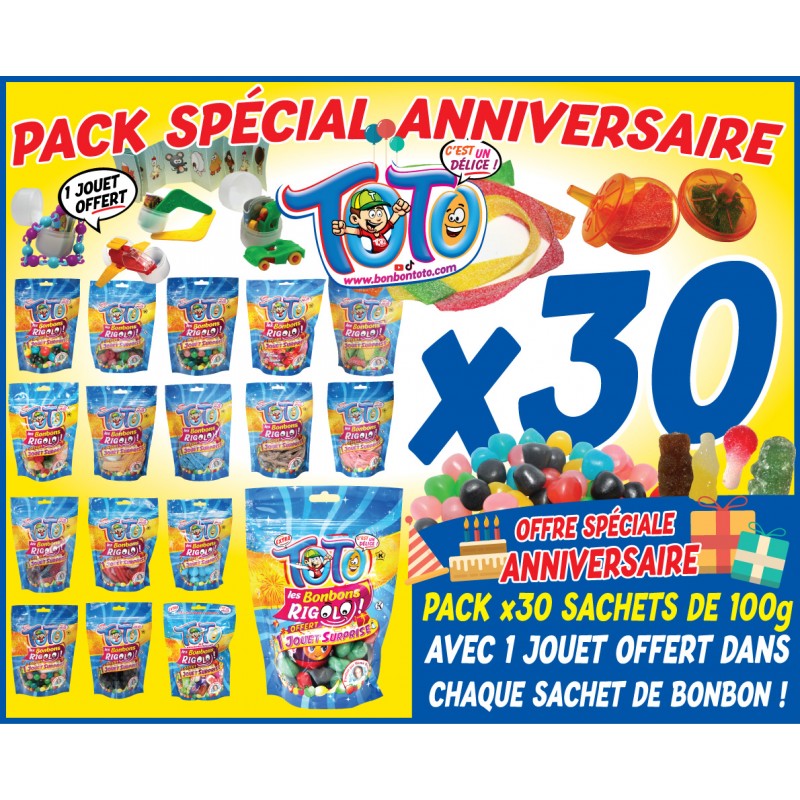 PACK BONBON SPÉCIAL ANNIVERSAIRE KASHER LEPESSAH 30 sachets de 100g Casher-Bonbons & Sucrerie cacher-GrosKash-