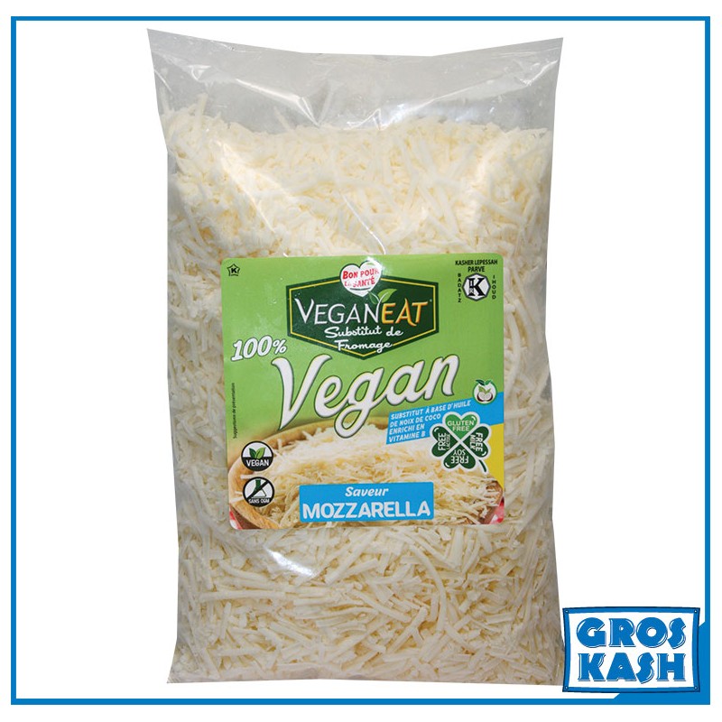 MOZZARELLA 100% VEGAN RAPÉ 1Kg Casher Ihoud KLP-Frais Cacher-GrosKash-