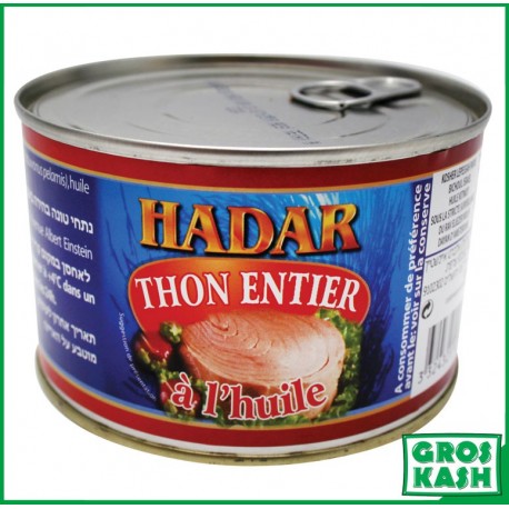Hadar Thon à la'Huile 400gr kosher lepessah WOLFF ET BADATZ Thon à l'Huile 400g HADAR kosher lepessah ihoud-Conserve de poisson cacher-GrosKash-