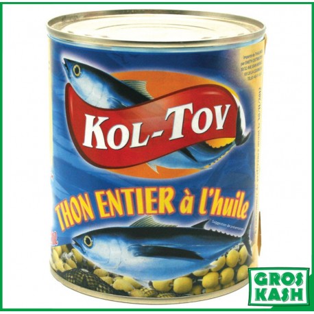 Thon à l'huile Casher "Kol-Tov" 800g Ihoud KLP-Conserve de poisson cacher-GrosKash-