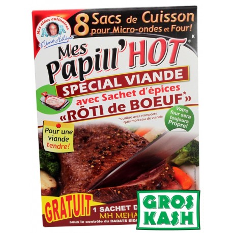 Papill'Hote Rôti de Bœuf Casher "Mémé Hélène" +8 sacs de cuisson Ihoud KLP-Épice & Sac de Cuisson cacher-GrosKash-